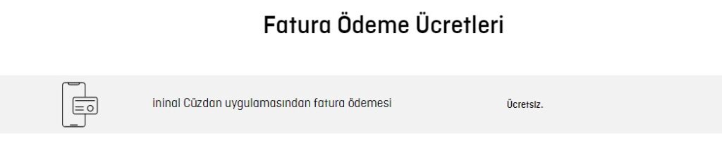 İninal Fatura Ödeme Ücreti